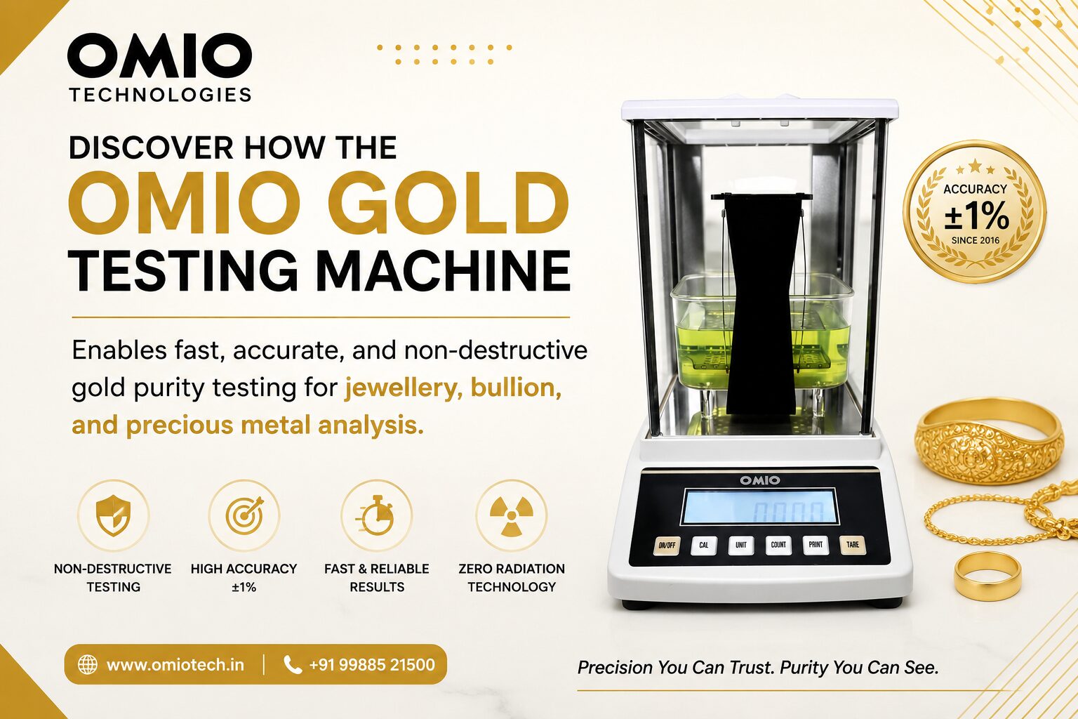 OMIO Gold Testing Machine: Accurate Gold Purity Testing Using Density Technology